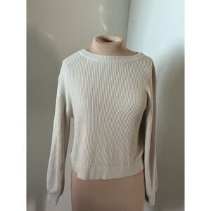 Lululemon Ivory Ribbed Knit Pullover Sweater Women Crew Neck Long Sleeve